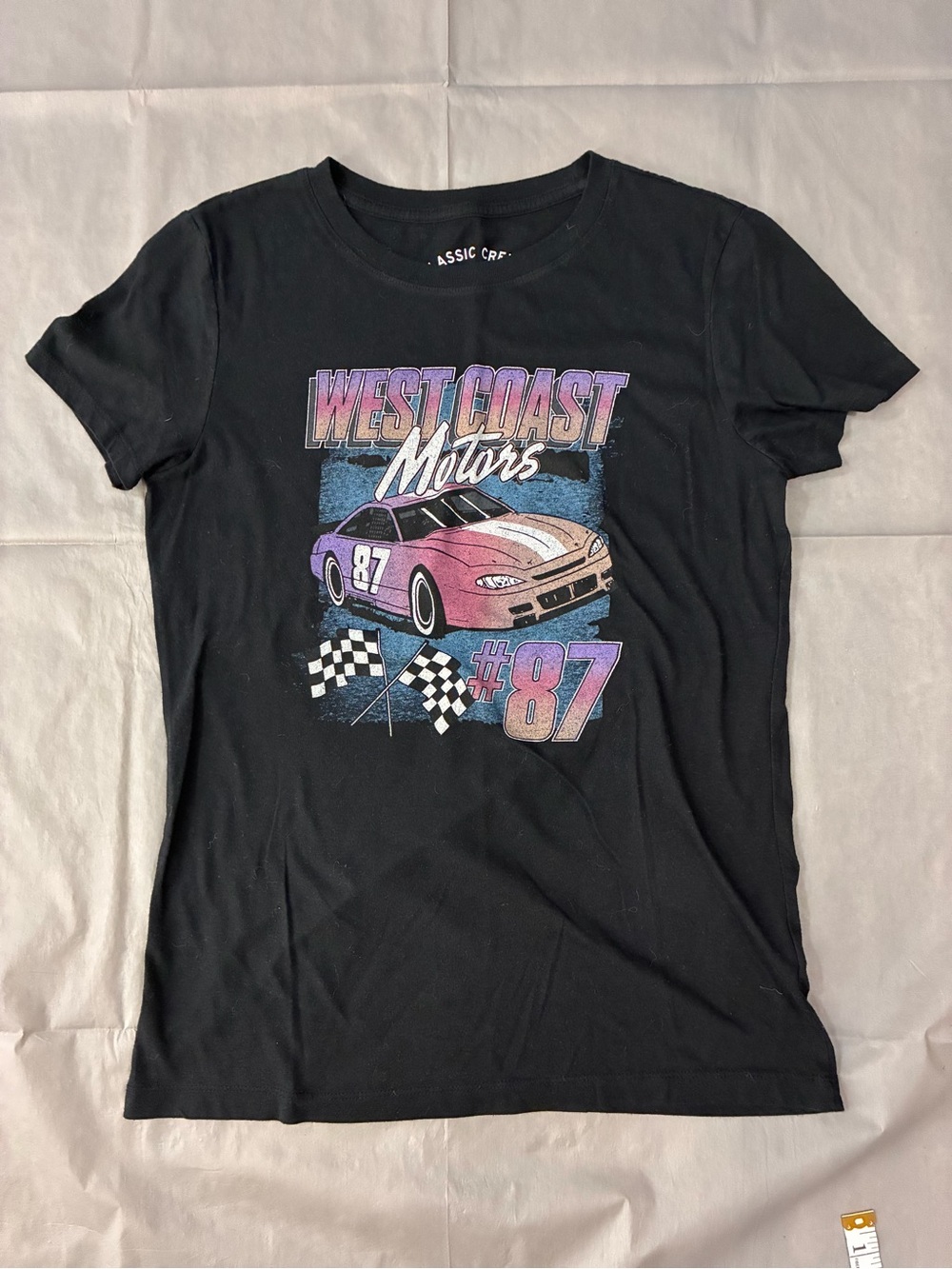 Aeropostale Black Classic Crew Graphic Tee with White Print